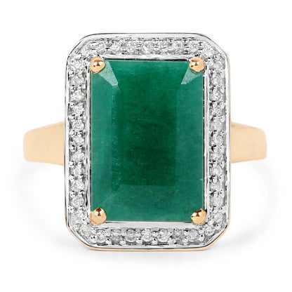 Emerald and diamond ring in 14K yellow gold with 5.71 ct dyed emerald centerpiece and halo on Tampa Home & Garden Store
