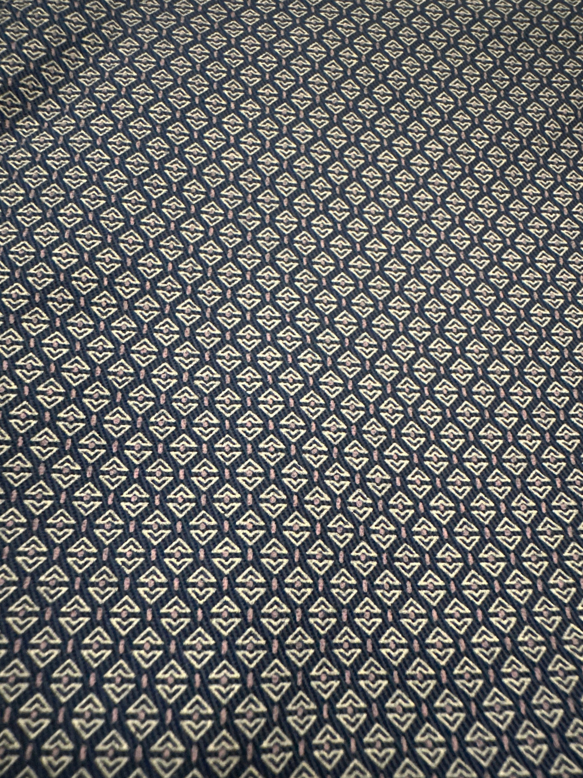 Static FR Pearl Snap Work Shirt fabric in Conqueror Navy with subtle beige geometric motif on Tampa Home & Garden Store