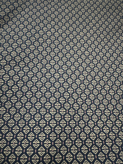 Static FR Pearl Snap Work Shirt fabric in Conqueror Navy with subtle beige geometric motif on Tampa Home & Garden Store