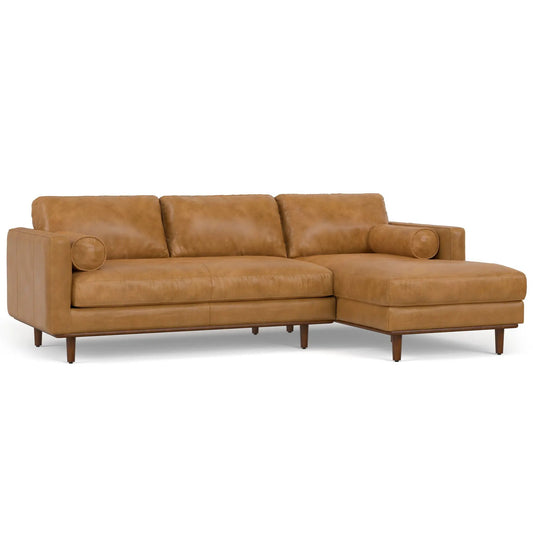 Morrison Upholstered Sectional Sofa in tan leather with legs by Unique Piece Furniture on Tampa Home & Garden Store