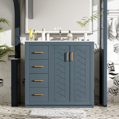 Bathroom vanity with sink by HouseOfZazla, blue-gray cabinet with 3 drawers and softclose doors on Tampa Home & Garden Store