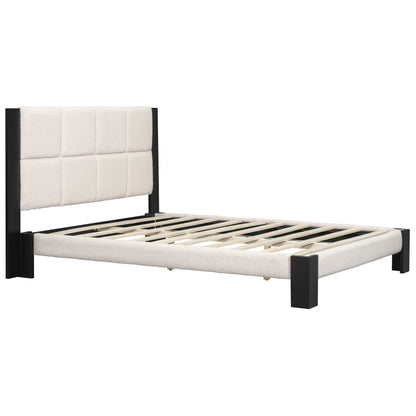 Boucle Queen Bed Frame With A Soft Headboard