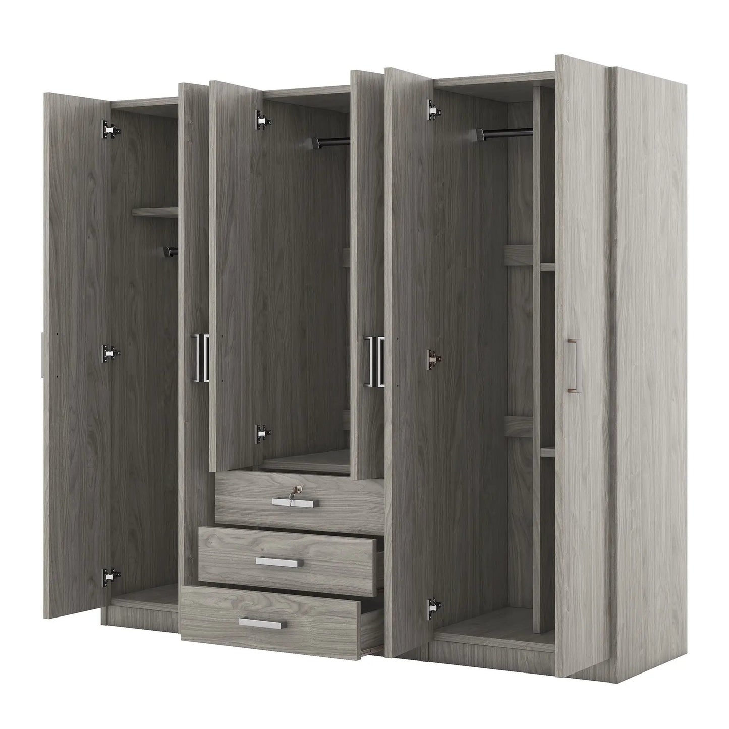 6 Doors Wardrobe Storage for Bedroom with Drawers