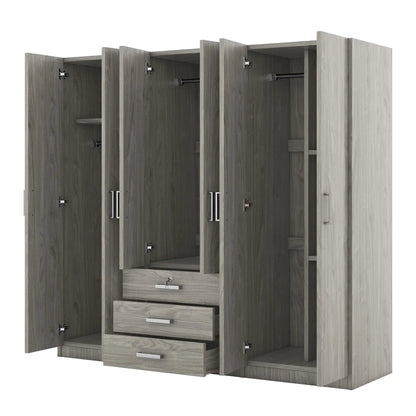 6 Doors Wardrobe Storage for Bedroom with Drawers