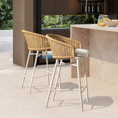 Santorini Wicker Back Outdoor Bar Stool Set of 2