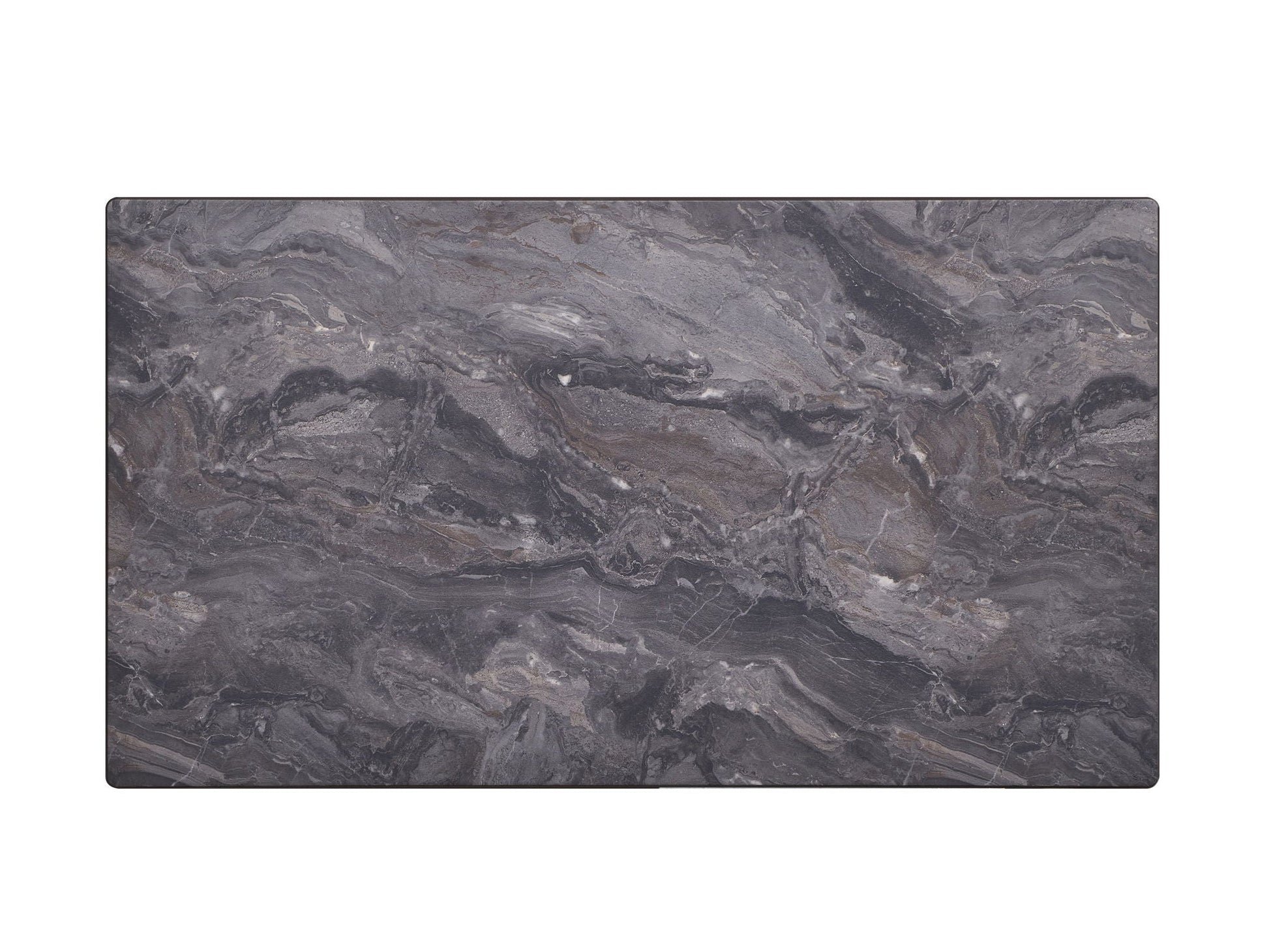 Bevis engineered stone top dining table walnut finish with veining and rounded corners on Tampa Home & Garden Store
