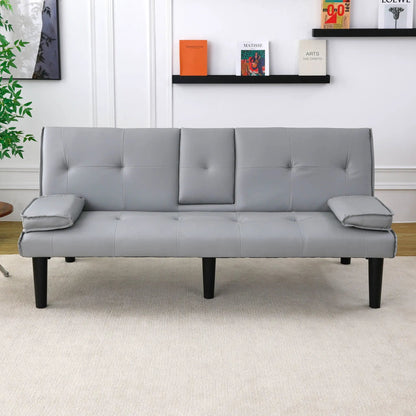 Sofa bed futon in faux leather with foldable design and black legs by Unique Piece Furniture on Tampa Home & Garden Store
