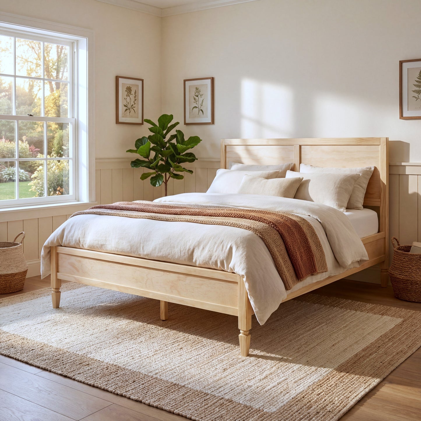 Queen Wood Platform Bed Frame with Headboard