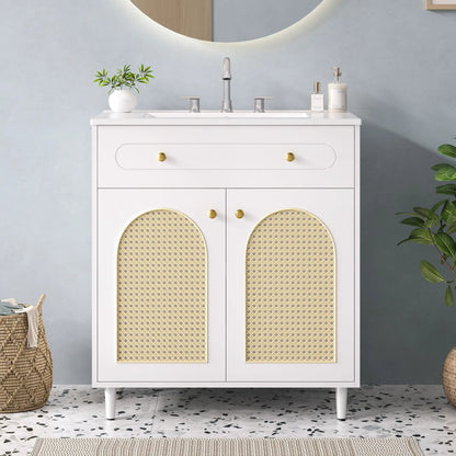 Modern Bathroom Vanity with Sink and Shelf