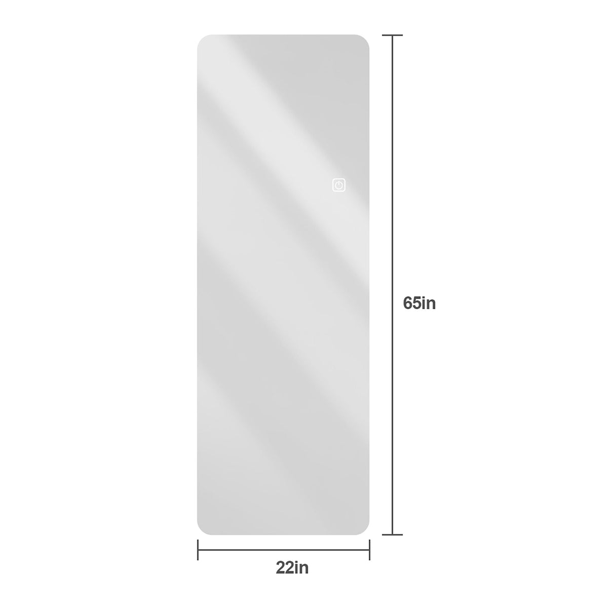 Full-length wall mirror with dimmable lights in silver by HouseOfZazla, 22in wide x 65in tall on Tampa Home & Garden Store