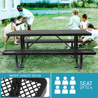 Outdoor Steel Picnic Table and an Umbrella Pole