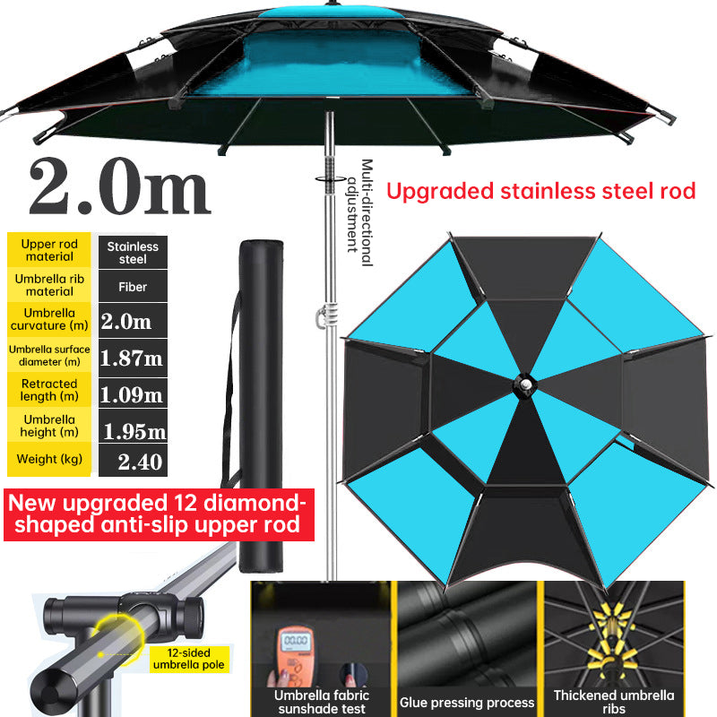 360° adjustable fishing sun umbrella: anti-UV, rainproof, portable large outdoor shade. - Tampa Home & Garden Store