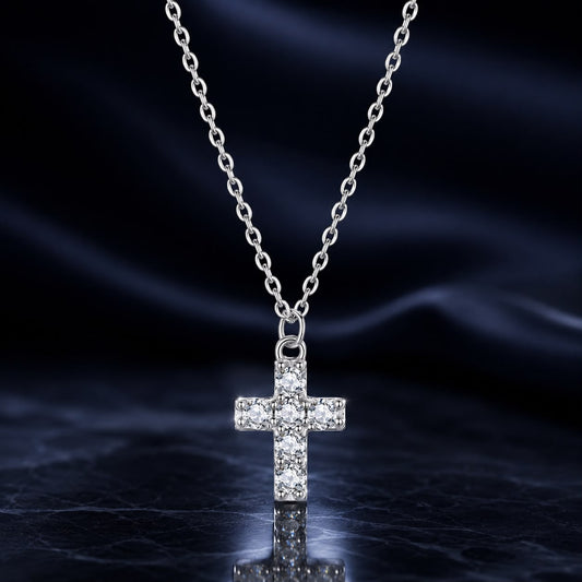 925 Sterling Silver Moissanite Cross Pendant Necklace with 40+5cm chain Bids.com on Tampa Home & Garden Store