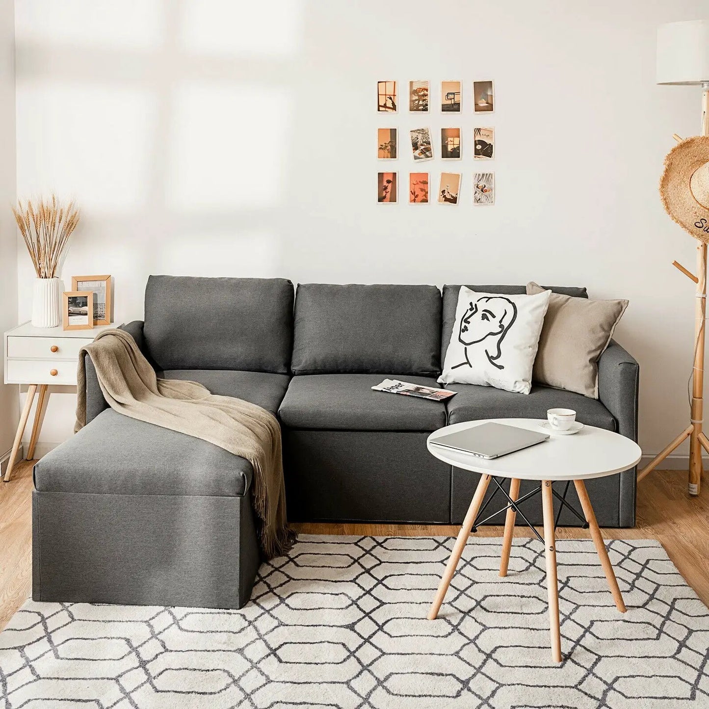 Convertible L-Shaped Sofa with Reversible Chaise