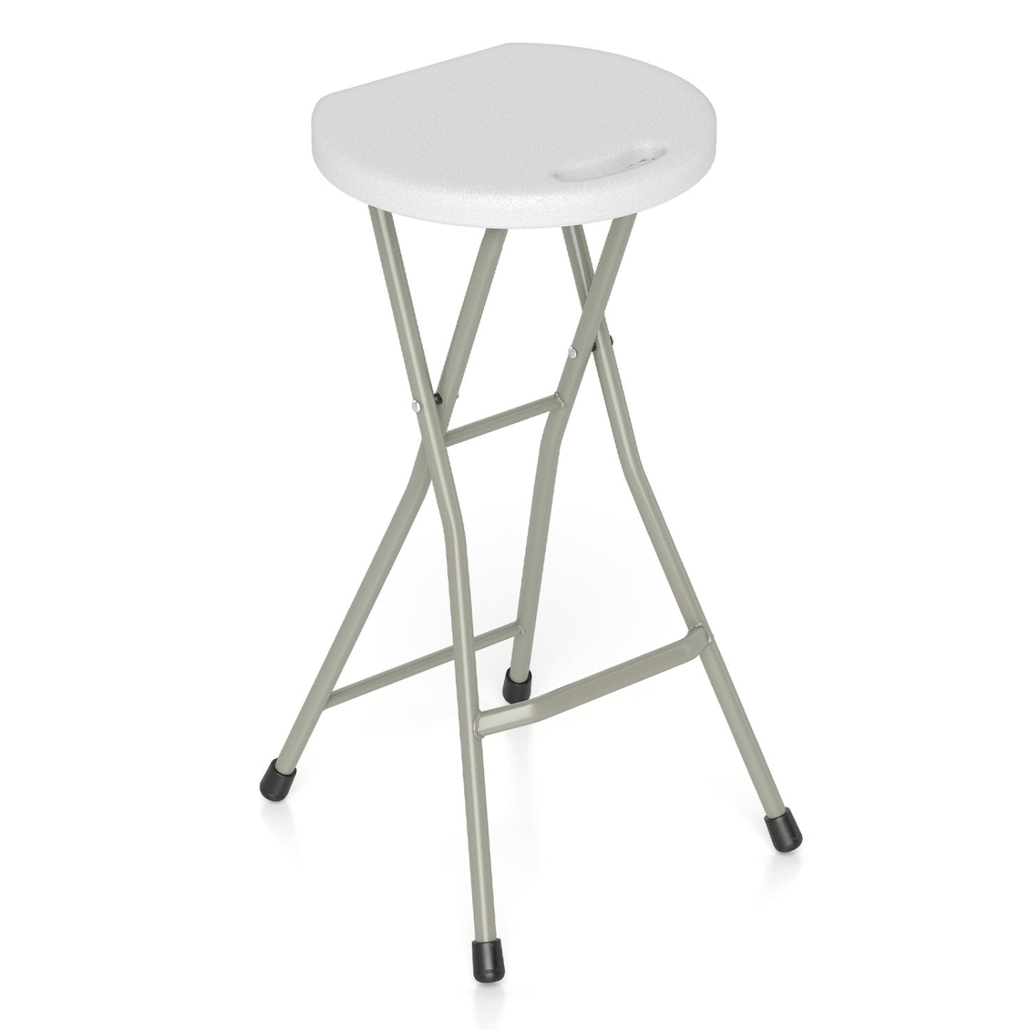 DirectDeals folding patio dining chair set of 2, white round seat, gray frame, 330 lb on Tampa Home & Garden Store