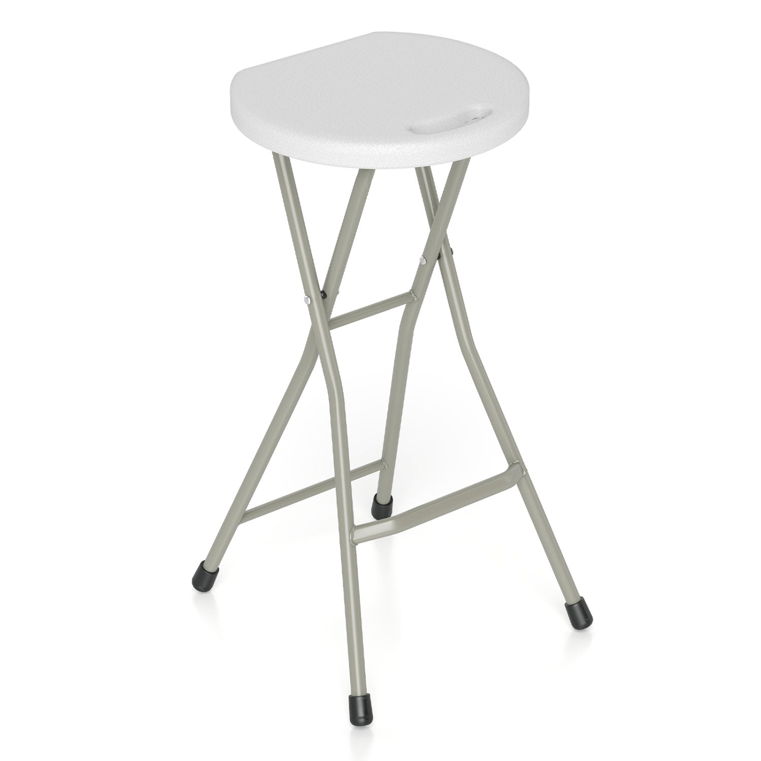 DirectDeals folding patio dining chair set of 2, white round seat, gray frame, 330 lb on Tampa Home & Garden Store