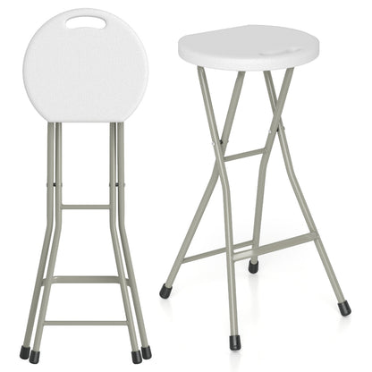 Folding Patio Dining Chairs set of 2 DirectDeals, white seats, gray frames, 28in tall on Tampa Home & Garden Store