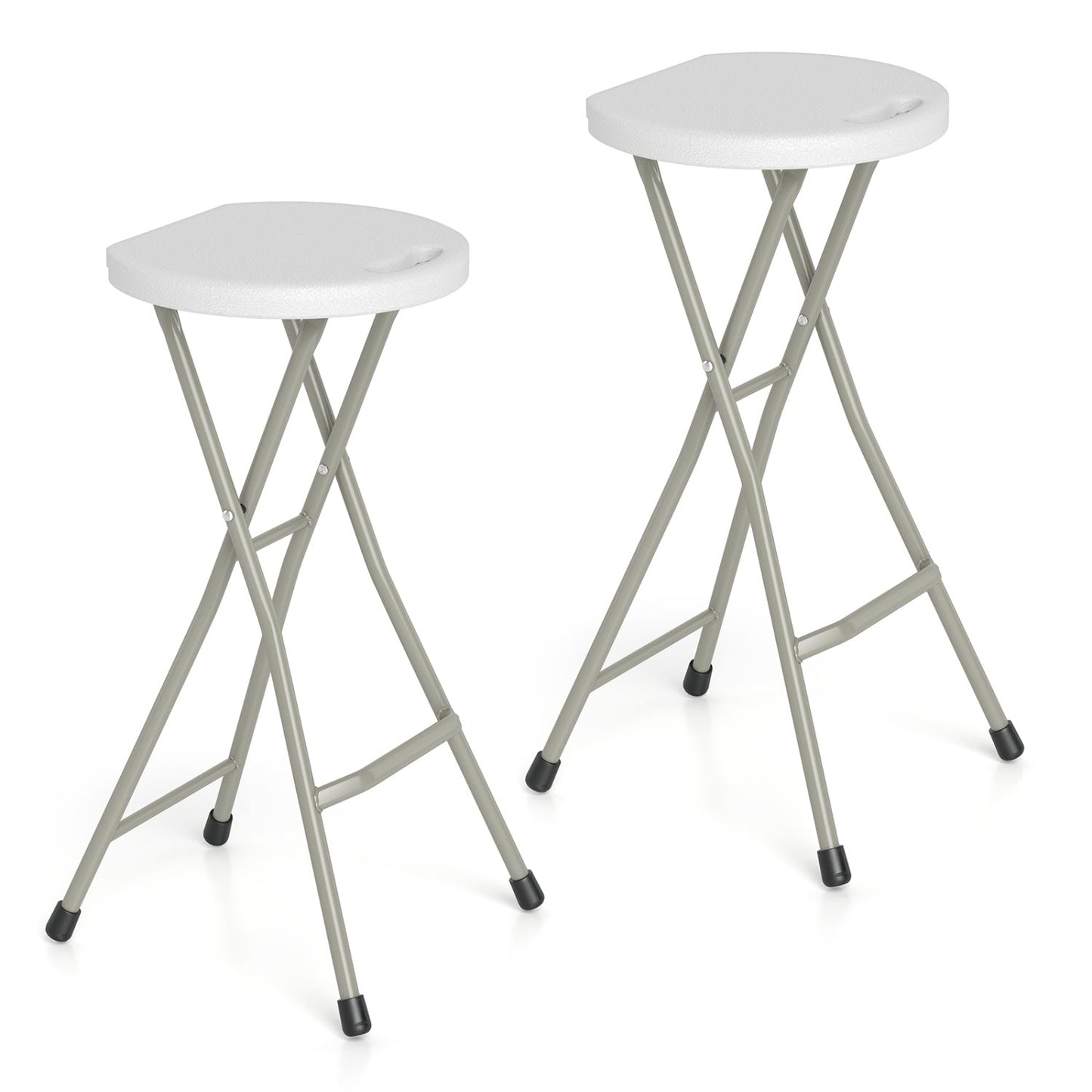 Folding Patio Dining Chairs 2 pcs grey frames with white seats DirectDeals 330 lb capacity on Tampa Home & Garden Store