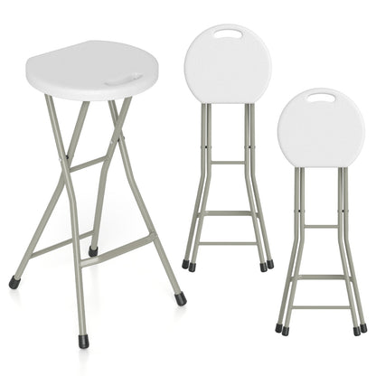 Folding patio dining chairs DirectDeals set of 2, white seats with gray metal legs, 28in on Tampa Home & Garden Store