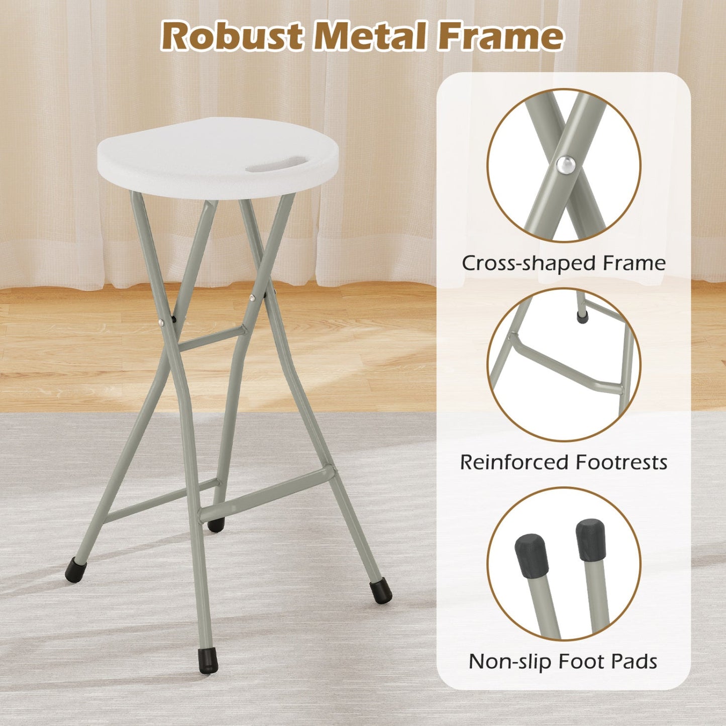 Folding Patio Dining Chairs 28in gray metal frame, white seats, 330 lb capacity DirectDeals on Tampa Home & Garden Store