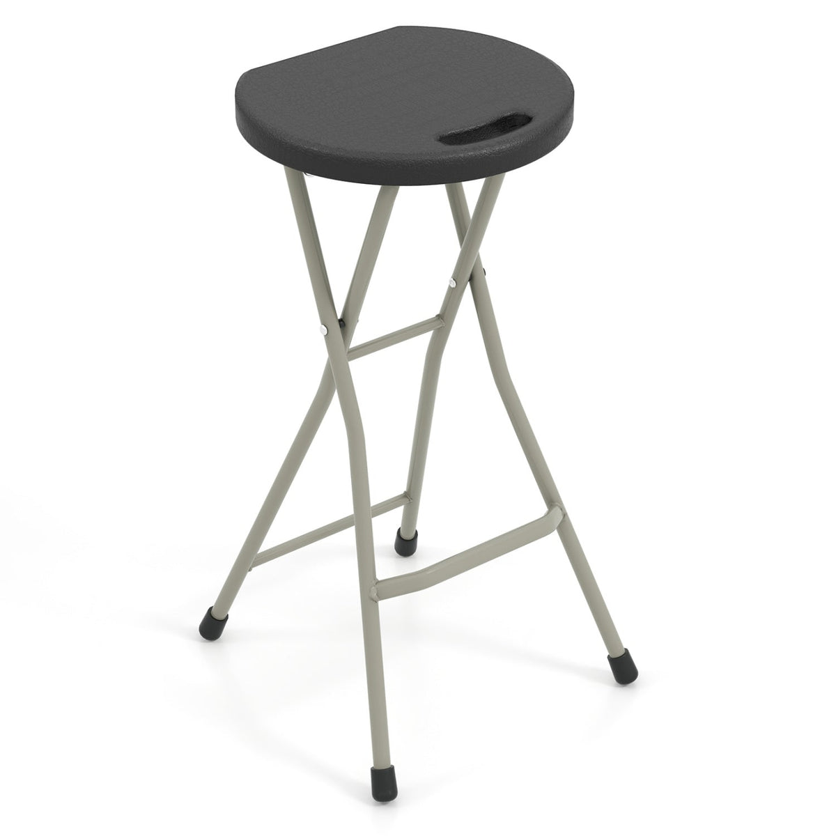 Portable folding stool 28in DirectDeals with beige metal legs and dark round seat on Tampa Home & Garden Store