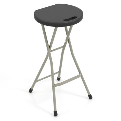 Portable folding stool 28in DirectDeals with beige metal legs and dark round seat on Tampa Home & Garden Store