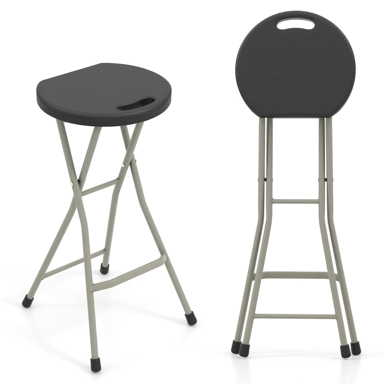 Portable folding stool 28 inch 2-pack, dark gray seat, beige metal legs DirectDeals on Tampa Home & Garden Store