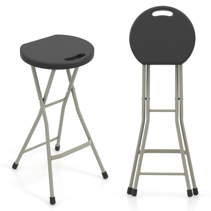 Portable folding stool 28 inch 2-pack, dark gray seat, beige metal legs DirectDeals on Tampa Home & Garden Store