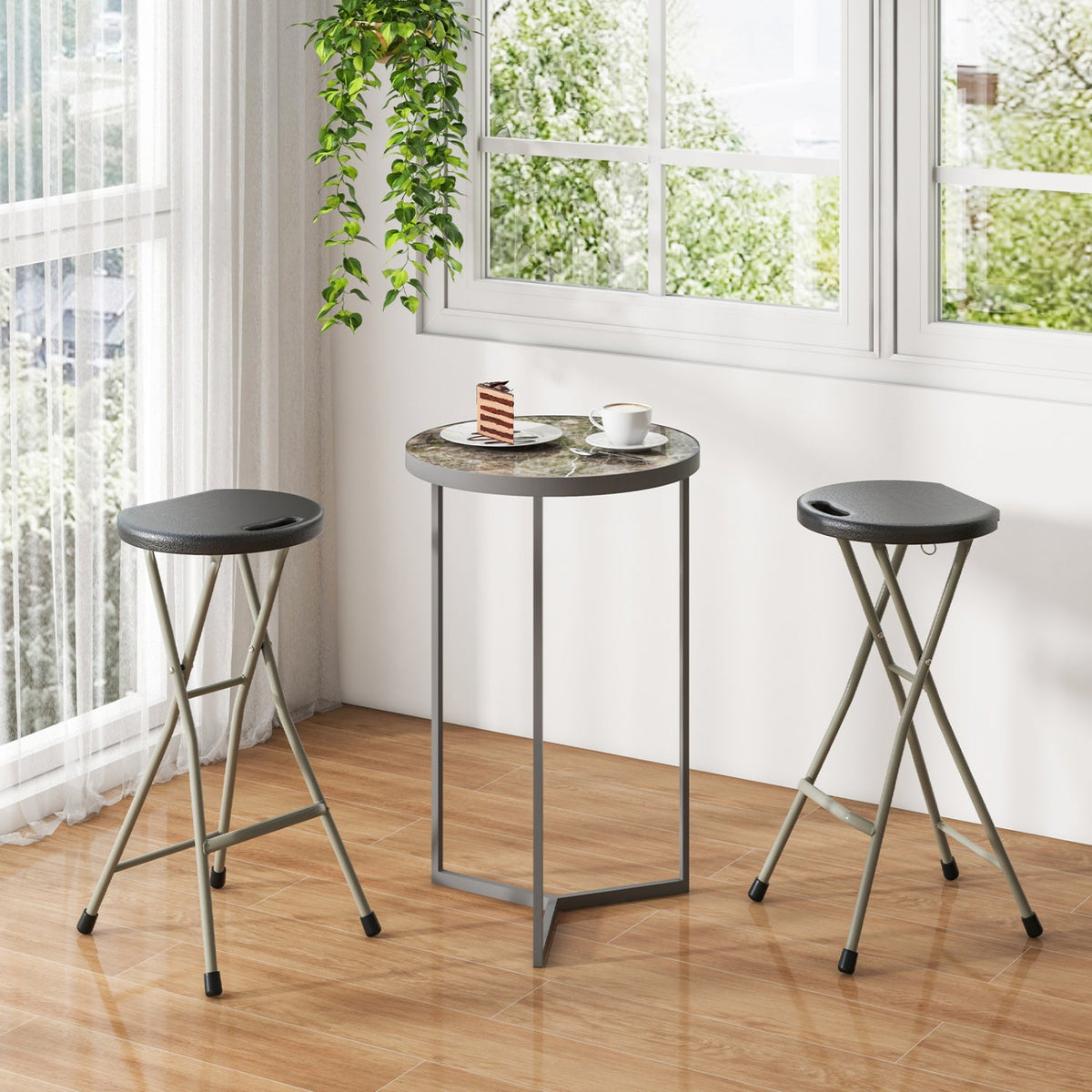 DirectDeals portable folding stools, 28 inch, 2-pack, 330-lb capacity, black padded seats on Tampa Home & Garden Store
