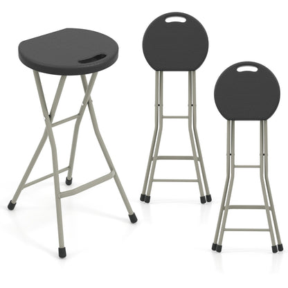 Portable folding stool 28 inch, 330 lb capacity grey frame black seats DirectDeals 2pk on Tampa Home & Garden Store
