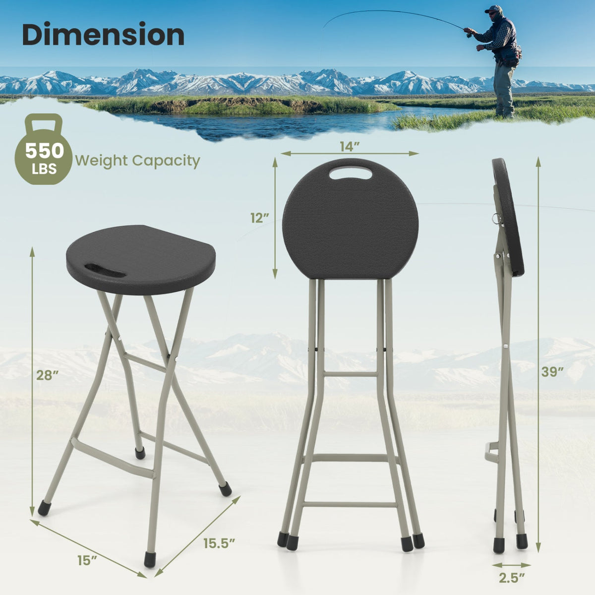 Portable folding stools by DirectDeals, 28 inch, 330 lb capacity, 2-pack on Tampa Home & Garden Store