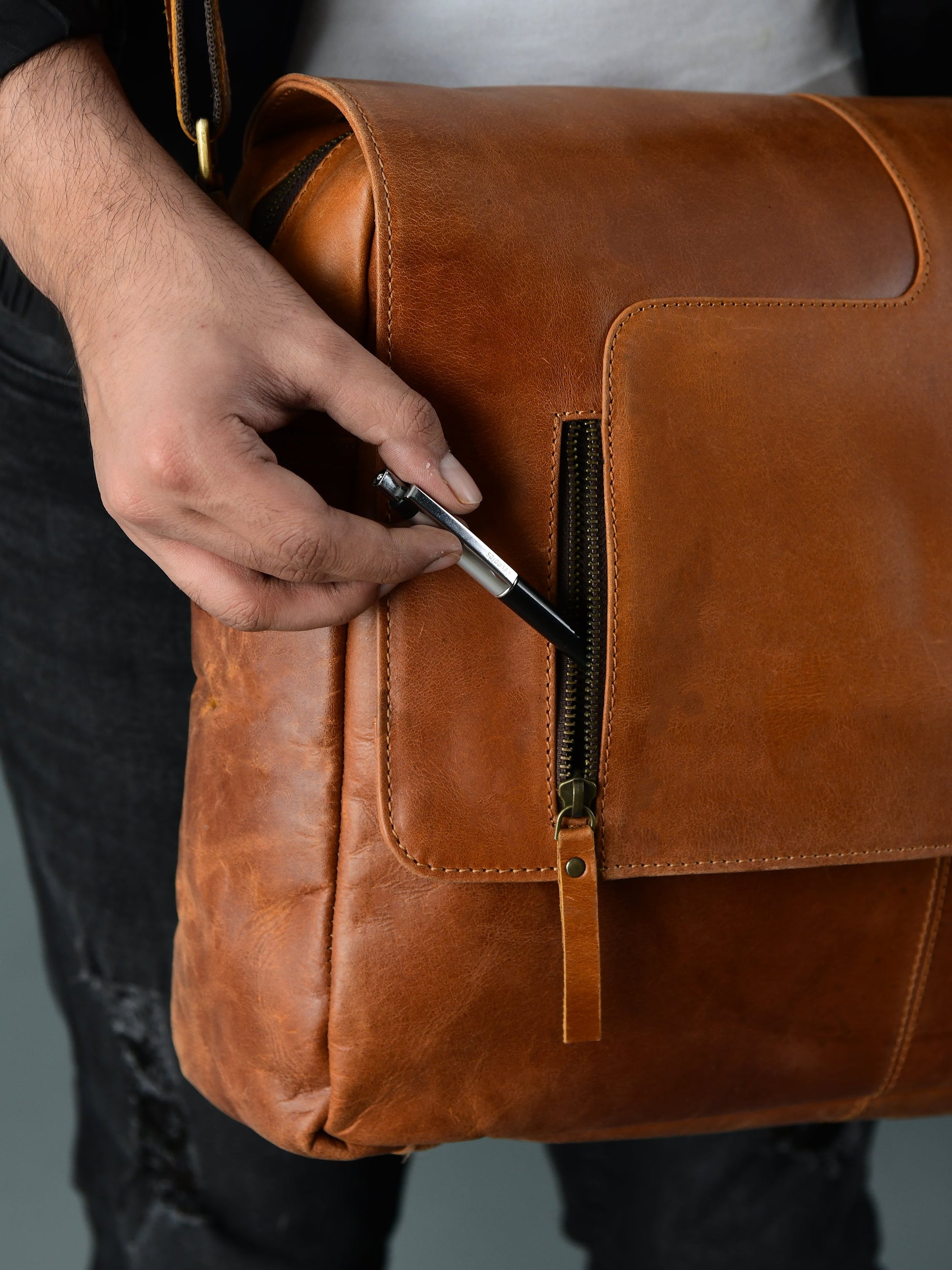 Wilson Tan Leather Crossbody Bag - Tampa Home & Garden Store