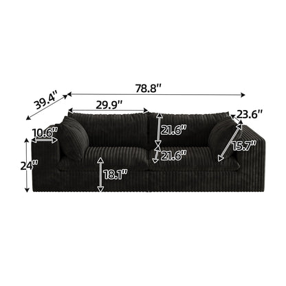 Y137 modular black sofa by HouseOfZazla, corduroy-textured upholstery, modular sectional on Tampa Home & Garden Store