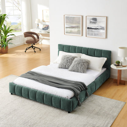 Modern Platform Bed and Thick Fabric Headboard