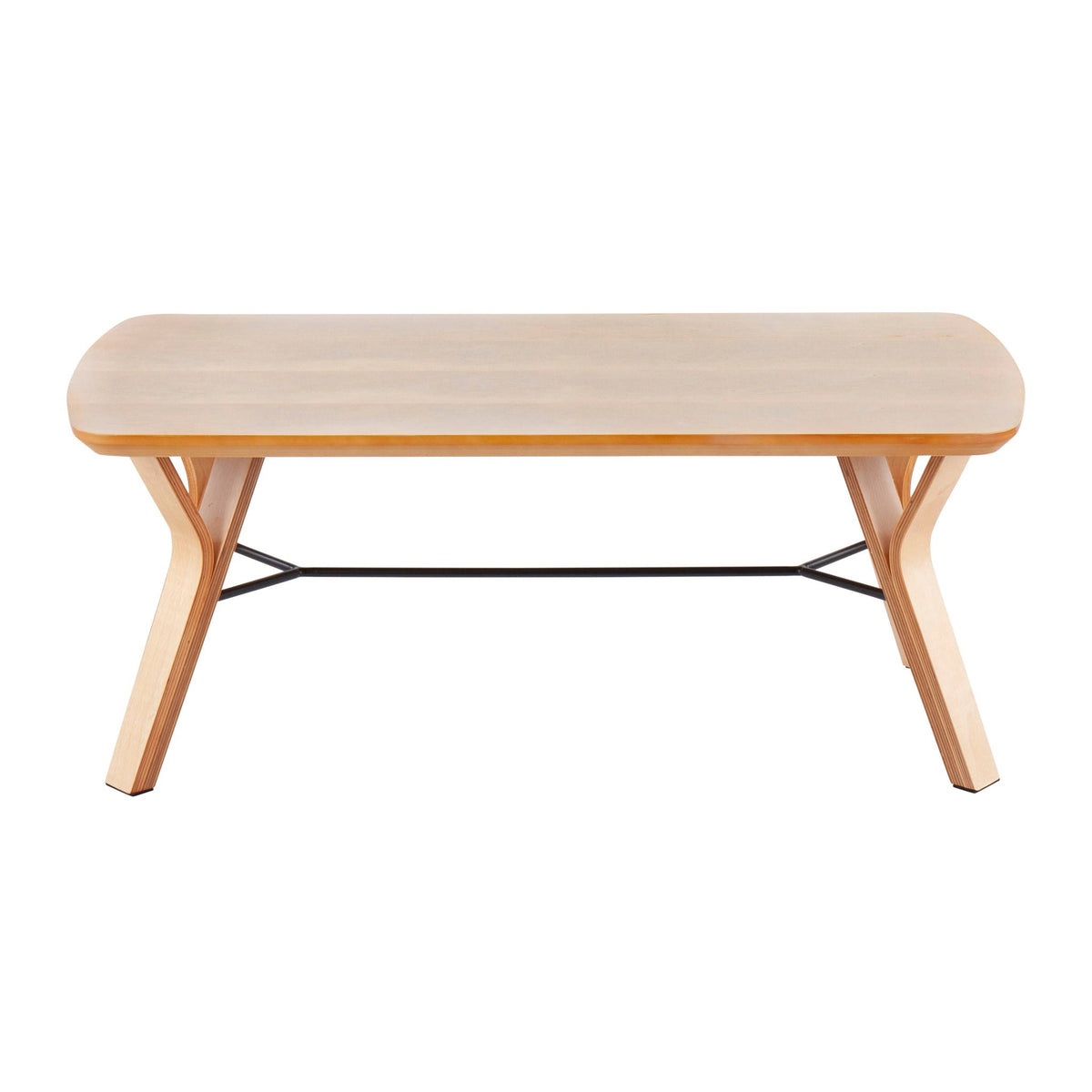 Folia Mid-Century Dining Bench natural wood with tapered legs by HouseOfZazla on Tampa Home & Garden Store