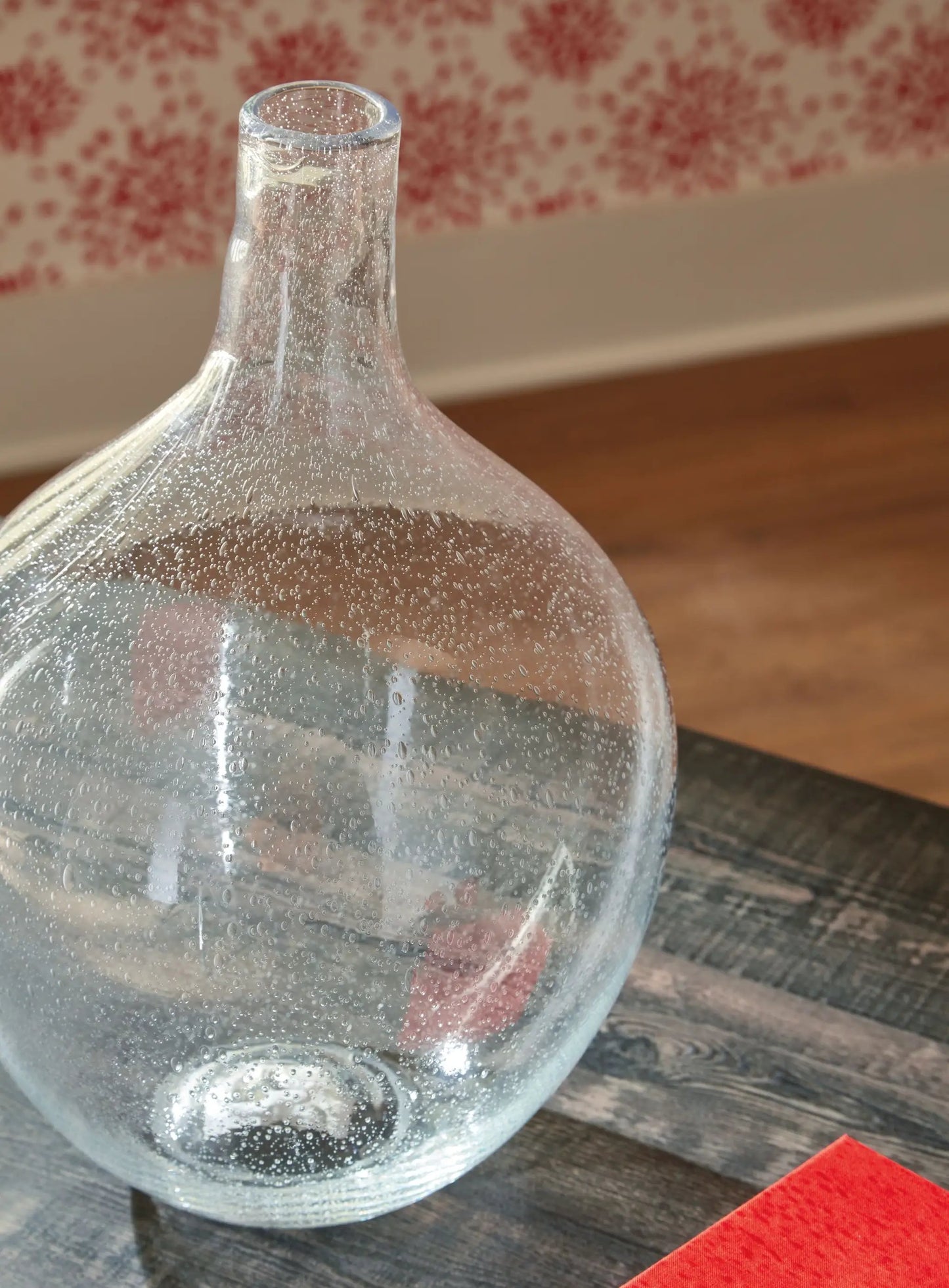 Kurthorne vase clear glass with air bubbles, narrow neck Unique Piece Furniture Vases & Jars on Tampa Home & Garden Store