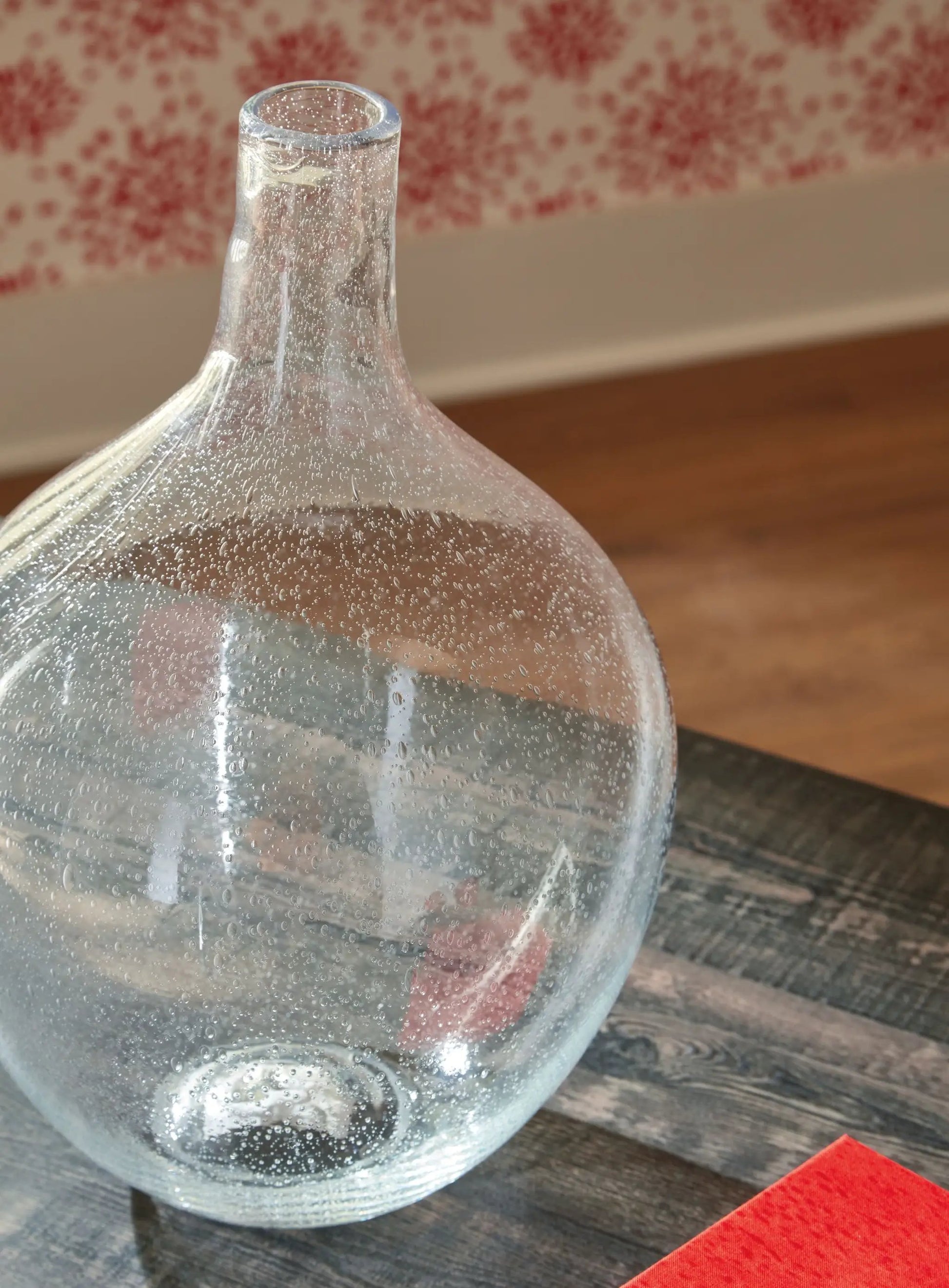 Kurthorne vase clear glass with air bubbles, narrow neck Unique Piece Furniture Vases & Jars on Tampa Home & Garden Store