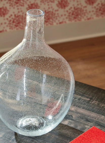 Kurthorne vase clear glass with air bubbles, narrow neck Unique Piece Furniture Vases & Jars on Tampa Home & Garden Store