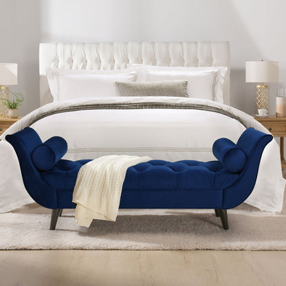 Tufted flared-arm entryway bench in royal blue velvet by HouseOfZazla on Tampa Home & Garden Store