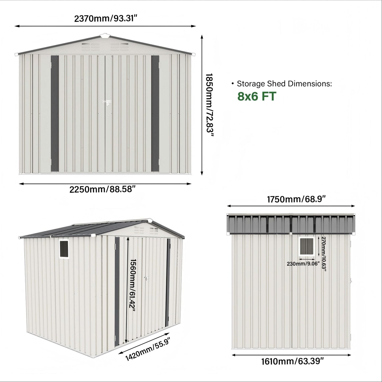Metal Garden Storage Shed Pitched Roof And Door