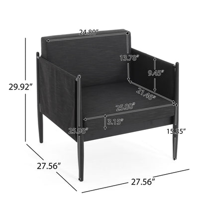 Dawson Club Chair outdoor arm chair in black fabric with metal frame by HouseOfZazla on Tampa Home & Garden Store