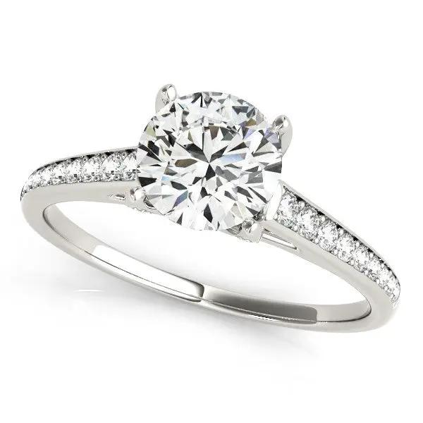 Diamond engagement ring in 14k white gold with cathedral setting and pavé diamonds on band on Tampa Home & Garden Store