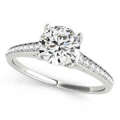 Diamond engagement ring in 14k white gold with cathedral setting and pavé diamonds on band on Tampa Home & Garden Store