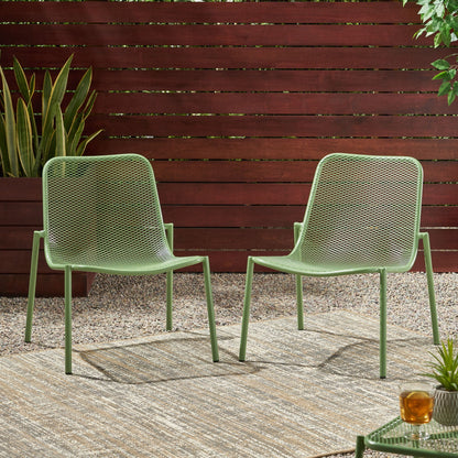Outdoor iron dining chairs with mesh design in light green, pair for patio by HouseOfZazla on Tampa Home & Garden Store