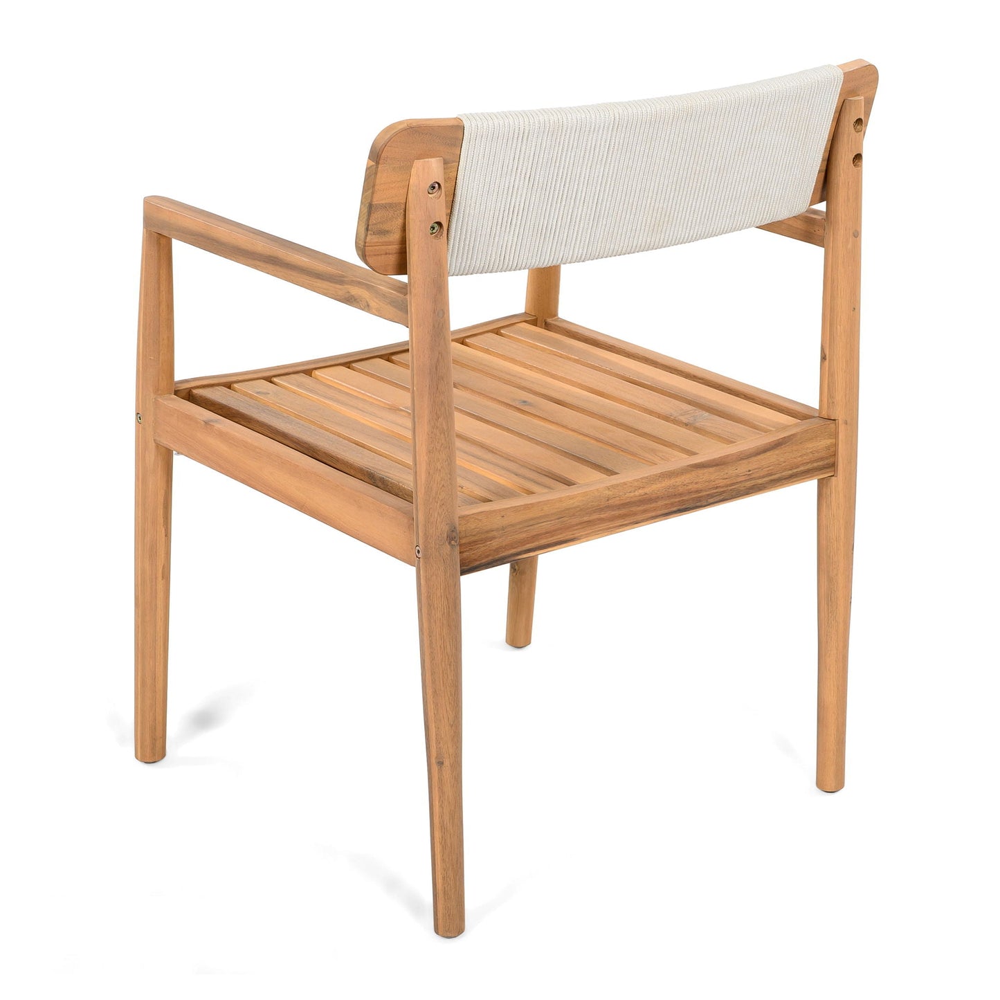 Set of Two Braided Acacia Outdoor Dining Chairs