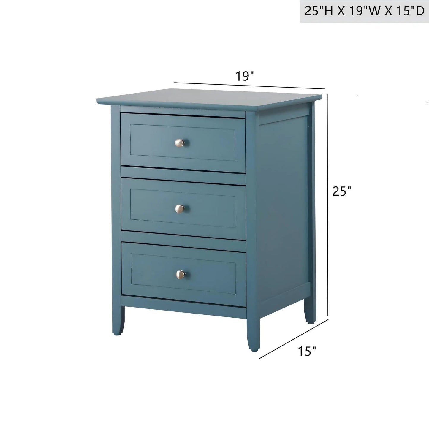 Daniel Nightstand With 3 Drawers In Wood Veneer