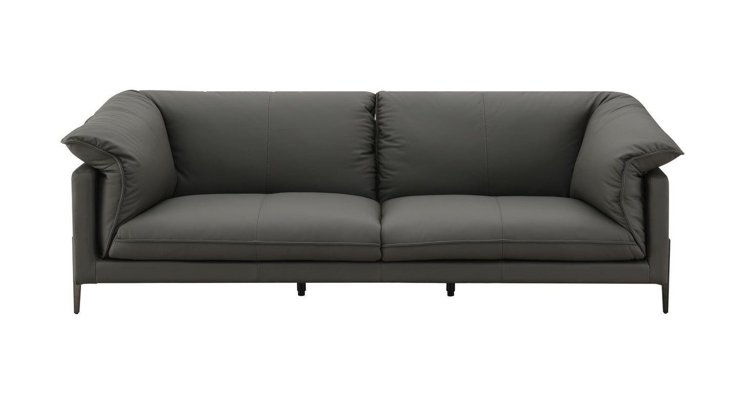 Tadi top grain leather loveseat, black, two-seat cushions, HouseOfZazla on Tampa Home & Garden Store