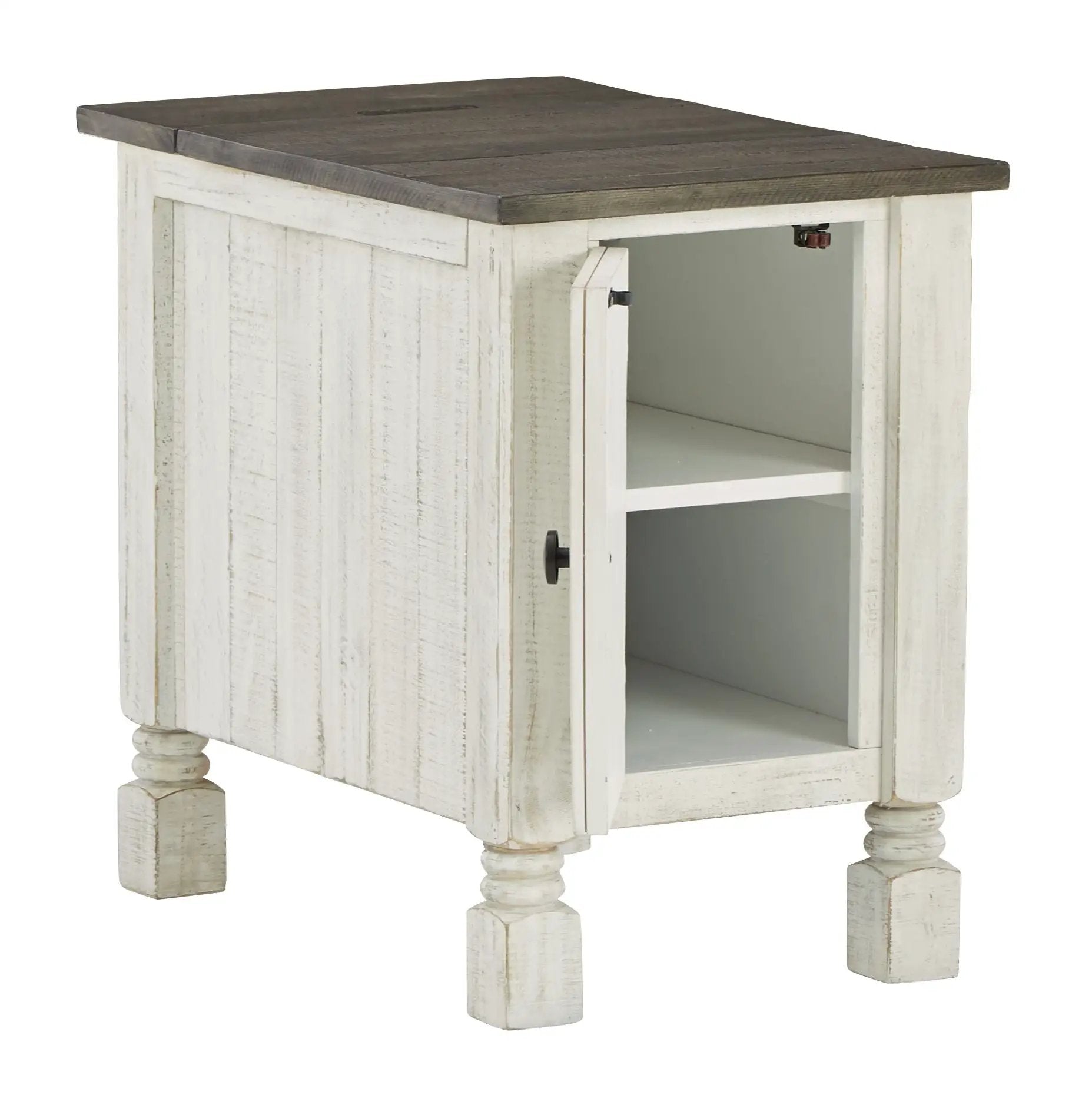 Havalance chair side end table whitewashed wood with dark gray top Unique Piece Furniture on Tampa Home & Garden Store
