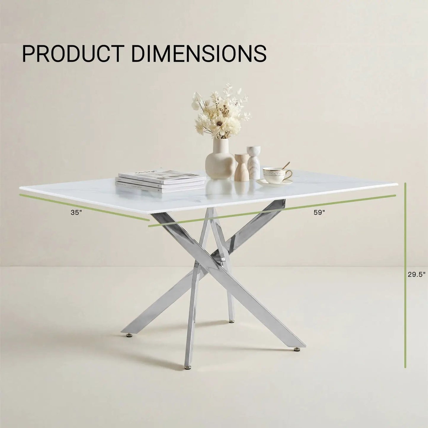 Modern Rectangular Dining Table with Metal Frame