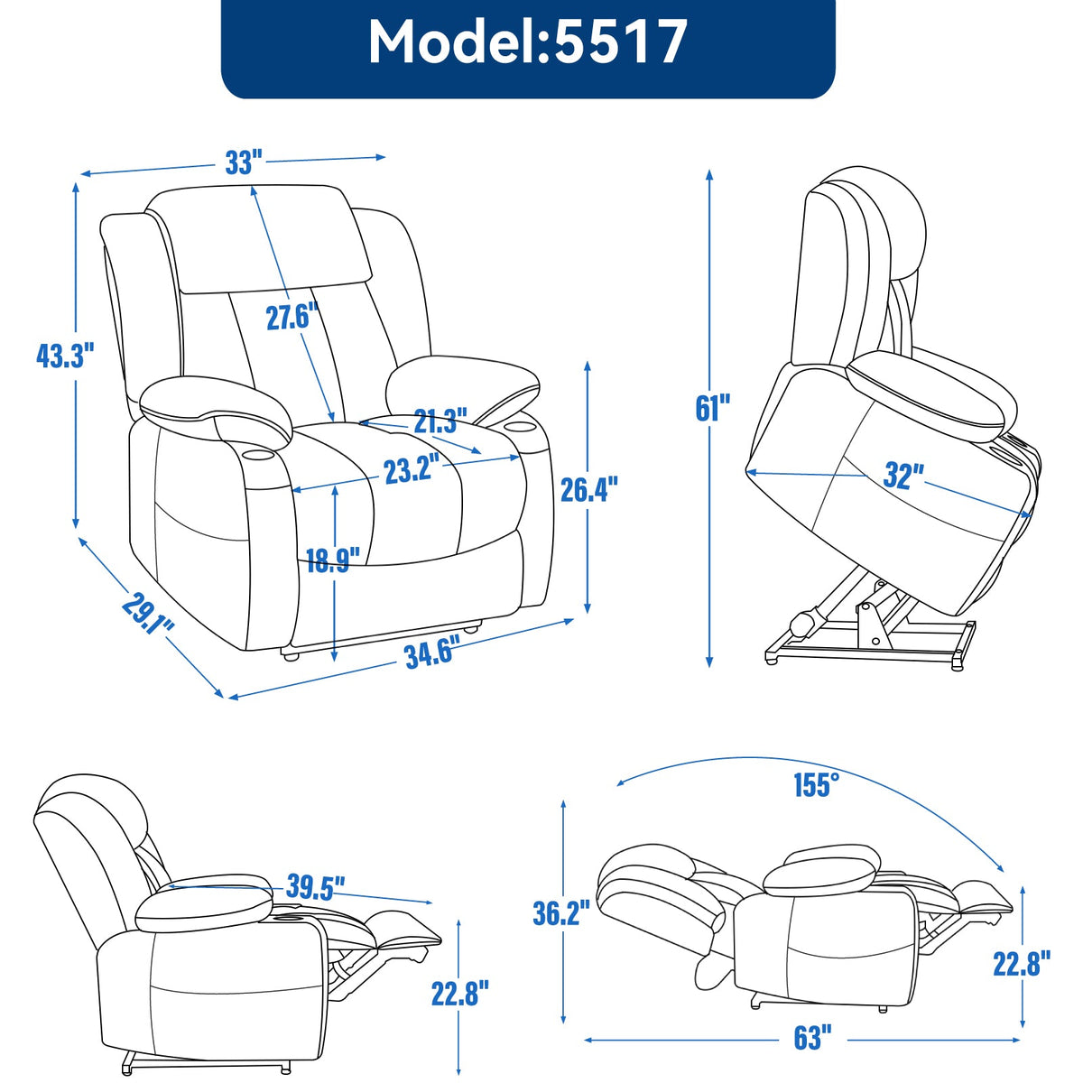 Chenille Power Lift Recliner Chair